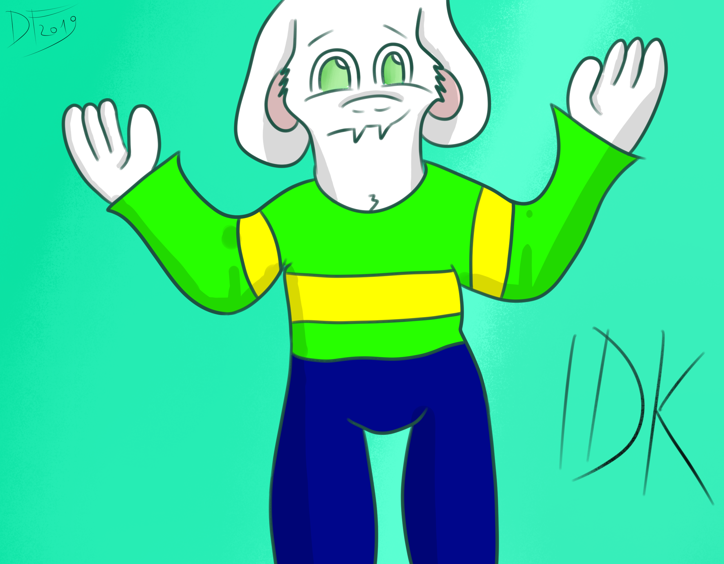 Shrugging Asriel by DigimonForever