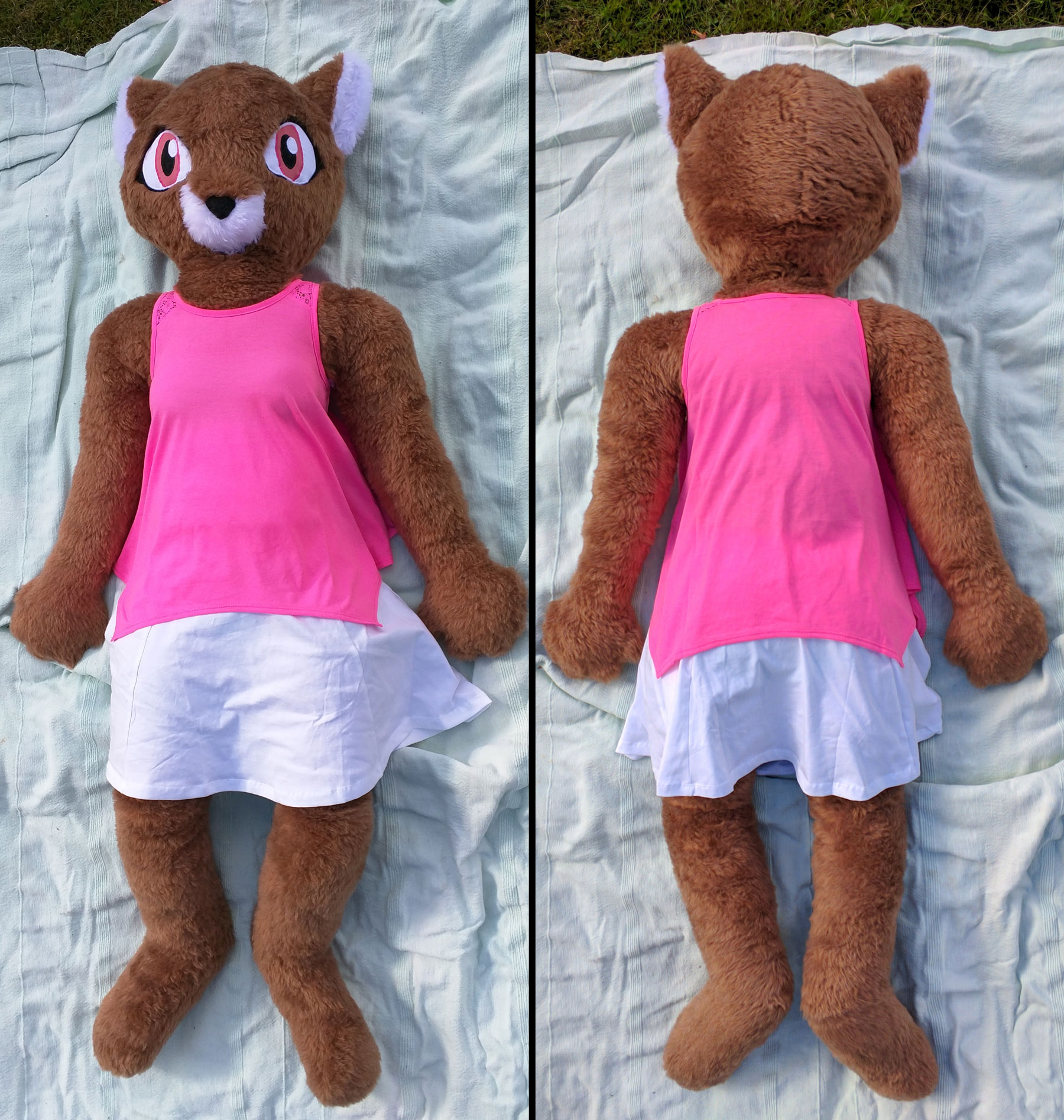 Anthro fox plush, life-size by PixiePandaPlush