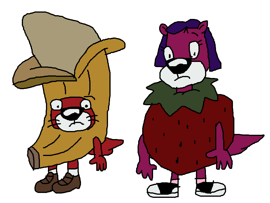 Peanut Otter and Jelly Otter as Fruits by FurryCritters11